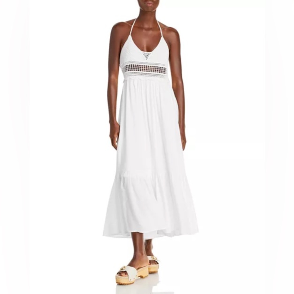 White halter aqua dress never worn extra small